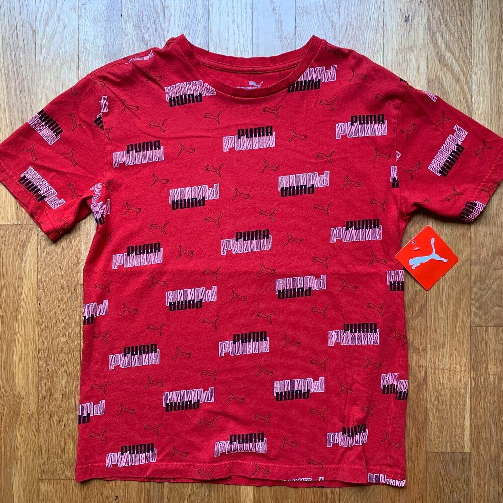 NWT Puma Red AOP Logo Kids Size Large 14/16